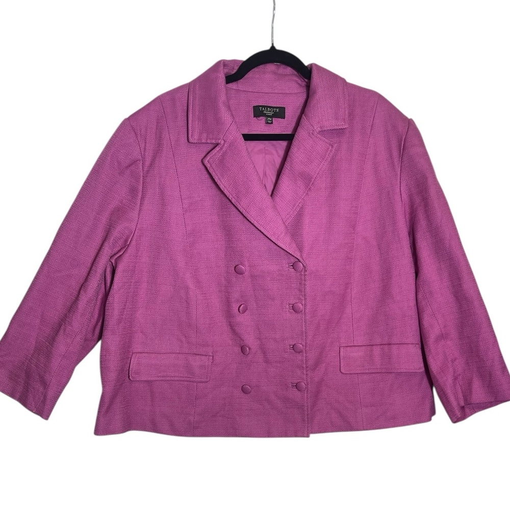 Talbots Blazer size 24W Cropped‎ Double-Breasted Bright Purple Jacket
